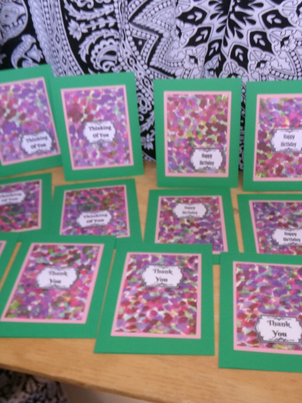 Set of 12 Handmade NWT Green Floral Greeting Cards